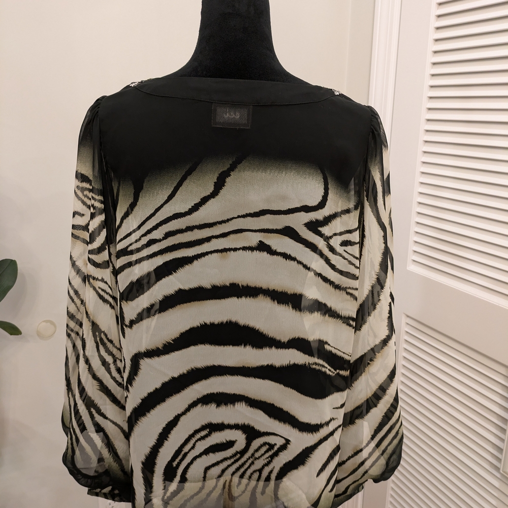 ECI Zebra Stripe Black and White Swim Coverup Size L